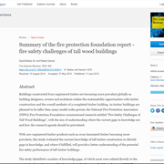 Summary of the Fire Protection Foundation Report - Fire Safety Challenges of Tall Wood Buildings