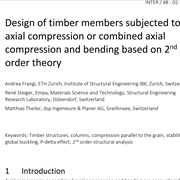 Cover image of Design of Timber Members Subjected to Axial Compression or Combined Axial Compression and Bending Based on 2nd Order Theory