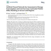 Artificial Neural Network for Assessment of Energy Consumption and Cost for Cross Laminated Timber Office Building in Severe Cold Regions