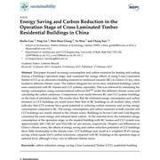 Energy Saving and Carbon Reduction in the Operation Stage of Cross Laminated Timber Residential Buildings in China