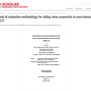 Development of Evaluation Methodology for Rolling Shear Properties in Cross Laminated Timber (CLT)
