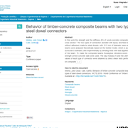 Cover image of Behavior of Timber-Concrete Composite Beams with Two Types of Steel Dowel Connectors