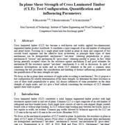 Cover image of In Plane Shear Strength of Cross Laminated Timber (CLT): Test Configuration, Quantification and influencing Parameters