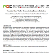 Cover image of Canadian Mass Timber Demonstration Projects Initiatives