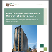 Cover image of Brock Commons Tallwood House, University of British Columbia: An Environmental Building Declaration According to EN 15978 Standard