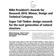Super Tall Timber: Design Research for the Next Generation of Natural Structure