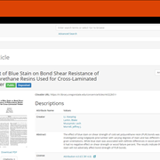 Cover image of Effect of Blue Stain on Bond Shear Resistance of Polyurethane Resins Used for Cross-Laminated Timber