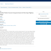 Cover image of Modular Timber Concrete Composite System for Short Span Highway Bridges