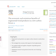 Cover image of The Economic and Emissions Benefits of Engineered Wood Products in a Low-Carbon Future