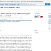 Use of Cross Laminated Timber (CLT) in Industrial Buildings in Nordic Climate — A Case Study