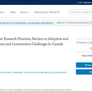 Identifying Mass Timber Research Priorities, Barriers to Adoption and Engineering, Procurement and Construction Challenges In Canada