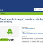 Cover image of Smart Manufacturing of Curved Mass Timber Components by Self-shaping