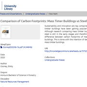 Cover image of Comparison of Carbon Footprints: Mass Timber Buildings vs Steels – A Literature Review