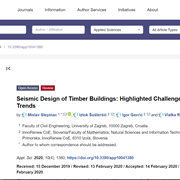 Cover image of Seismic Design of Timber Buildings: Highlighted Challenges and Future Trends