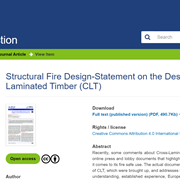 Structural Fire Design-Statement on the Design of Cross-Laminated Timber (CLT)