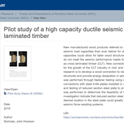 Pilot Study of a High Capacity Ductile Seismic Holdown for Cross Laminated Timber