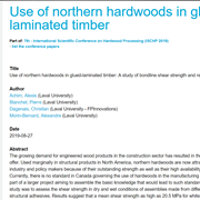 Cover image of Use of Northern Hardwoods in Glued-laminated Timber: A Study of Bondline Shear Strength and Resistance to Moisture