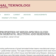 Bending and Bonding Properties of Mixed-Species Glued Laminated Timber from Merpauh, Jelutong and Sesendok