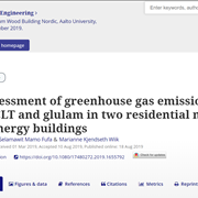 Cover image of An Assessment of Greenhouse Gas Emissions from CLT and Glulam in Two Residential Nearly Zero Energy Buildings