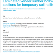 Cover image of Laminated Veneer Lumber Hollow Cross-sections for Temporary Soil Nailing