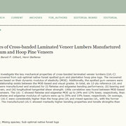 Cover image of Key Mechanical Properties of Cross-banded Laminated Veneer Lumbers Manufactured from Blending Spotted Gum and Hoop Pine Veneers