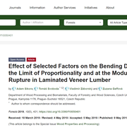 Effect of Selected Factors on the Bending Deflection at the Limit of Proportionality and at the Modulus of Rupture in Laminated Veneer Lumber