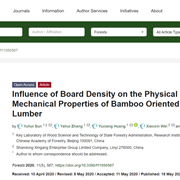 Cover image of Influence of Board Density on the Physical and Mechanical Properties of Bamboo Oriented Strand Lumber