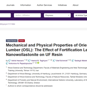 Cover image of Mechanical and Physical Properties of Oriented Strand Lumber (OSL): The Effect of Fortification Level of Nanowollastonite on UF Resin
