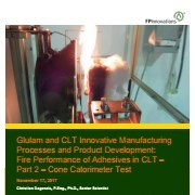 Cover image of Glulam and CLT Innovative Manufacturing Processes and Product Development: Fire Performance of Adhesives in CLT. Part 2: Cone Calorimeter Test