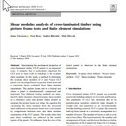 Shear Modulus Analysis of Cross-Laminated Timber Using Picture Frame Tests and Finite Element Simulations