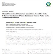 Three-Dimensional Numerical Calculation Model for Static Behavior Simulation of Cross-Laminated Timber Plates under Thermal Environment