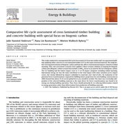 Comparative life cycle assessment of cross laminated timber building and concrete building with special focus on biogenic carbon