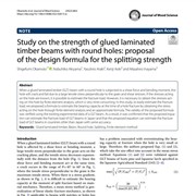 Cover image of Study on the strength of glued laminated timber beams with round holes: proposal of the design formula for the splitting strength