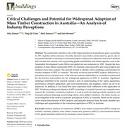Critical Challenges and Potential for Widespread Adoption of Mass Timber Construction in Australia—An Analysis of Industry Perceptions