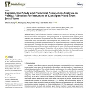 Experimental Study and Numerical Simulation Analysis on Vertical Vibration Performances of 12 m Span Wood Truss Joist Floors