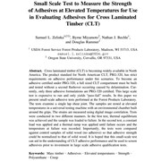 Small scale test to measure the strength of adhesives at elevated temperatures for use in evaluating adhesives for cross-laminated timber (CLT)