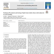Nonlinear FE-analysis and testing of light-frame timber shear walls subjected to cyclic loading