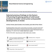 Selected previous findings on the factors influencing the gluing quality of solid wood products in timber construction and possible developments: A review