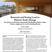 Research and Testing Lead to Historic Code Change: The History of Getting a Sustainable Tall Building Option—Mass Timber—Approved in the U.S. Building Codes