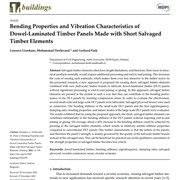 Bending Properties and Vibration Characteristics of Dowel-Laminated Timber Panels Made with Short Salvaged Timber Elements