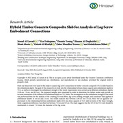 Hybrid Timber Concrete Composite Slab for Analysis of Lag Screw Embedment Connections