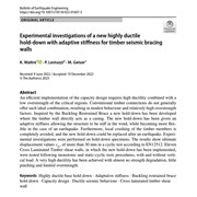 Experimental investigations of a new highly ductile hold-down with adaptive stiffness for timber seismic bracing walls
