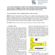 Analysis and Design Aspect of Moment-Resisting, Beam-to-Column, Timber Connections with Inclined Threaded Rods: From Fastener Level to Construction Level