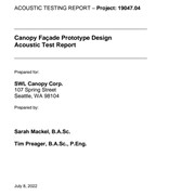 Canopy Façade Prototype Design Acoustic Test Report