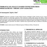 Cover image of Withdrawal of Axially Loaded Connectors from Timber Elements - Theory and Validation