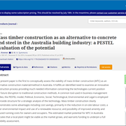 Mass Timber Construction as an Alternative to Concrete and Steel in the Australia Building Industry: A Pestel Evaluation of the Potential