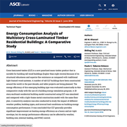 Cover image of Energy Consumption Analysis of Multistory Cross-Laminated Timber Residential Buildings: A Comparative Study