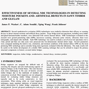 Effectiveness of Several NDE Technologies in Detecting Moisture Pockets and: Artificial Defects in Sawn Timber and Glulam