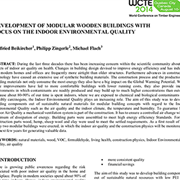 Cover image of Development of Modular Wooden Buildings with Focus on the Indoor Environmental Quality