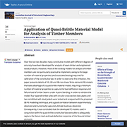Cover image of Application of Quasi-Brittle Material Model for Analysis of Timber Members